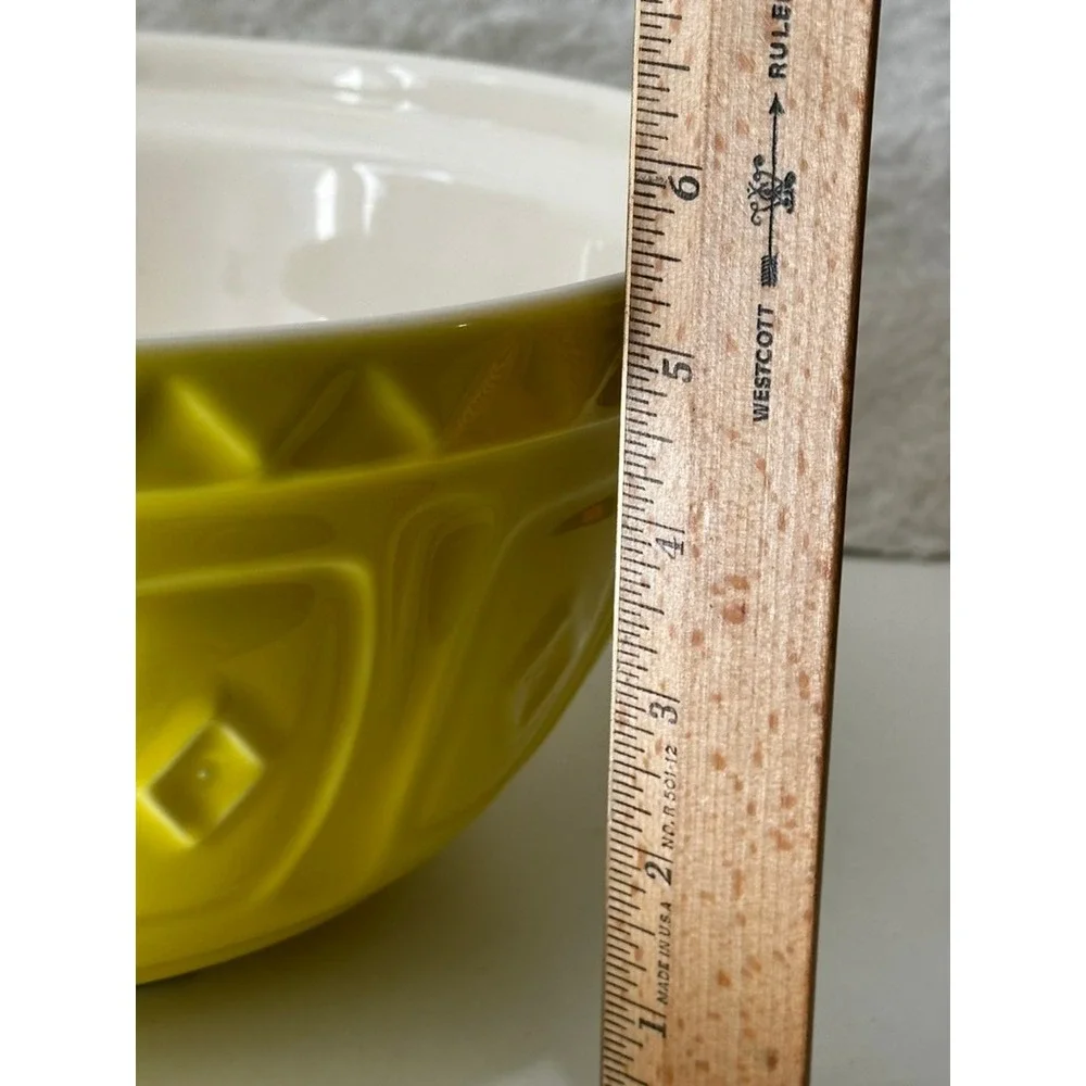 Mason Cash S12 Mixing Bowl Yellow Embossed Earthenware 11.5 Inch Made in England